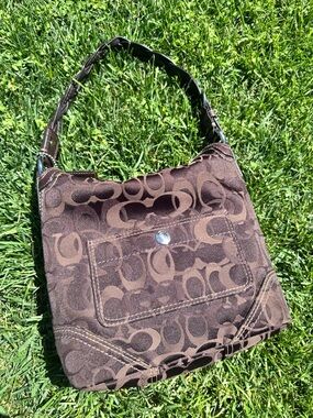 Coach Brown Signature Canvas Shoulder Bag